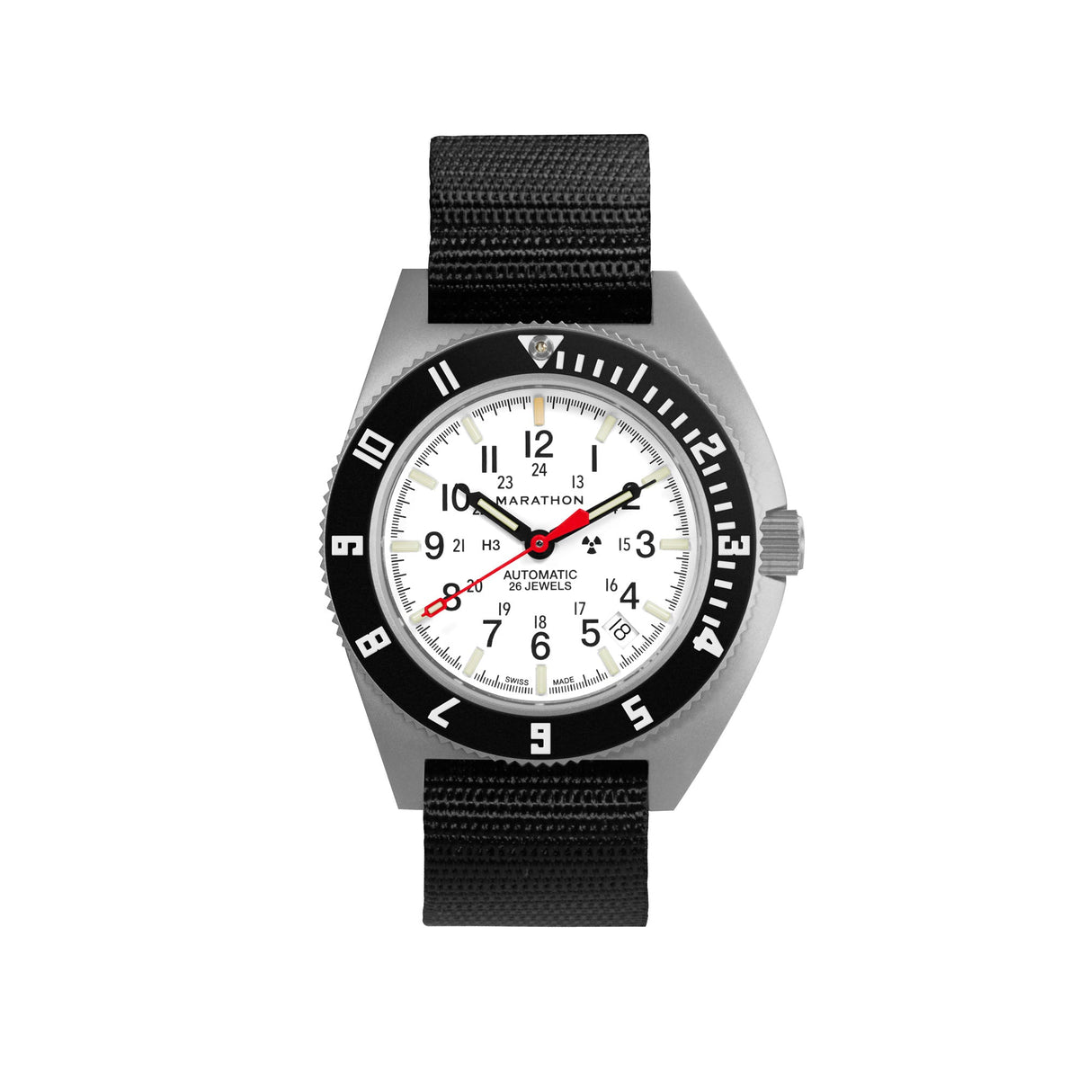 Marathon 41mm Arctic Steel Navigator w/ Date Automatic (Arctic SSNAV-D Auto) on Ballistic Nylon