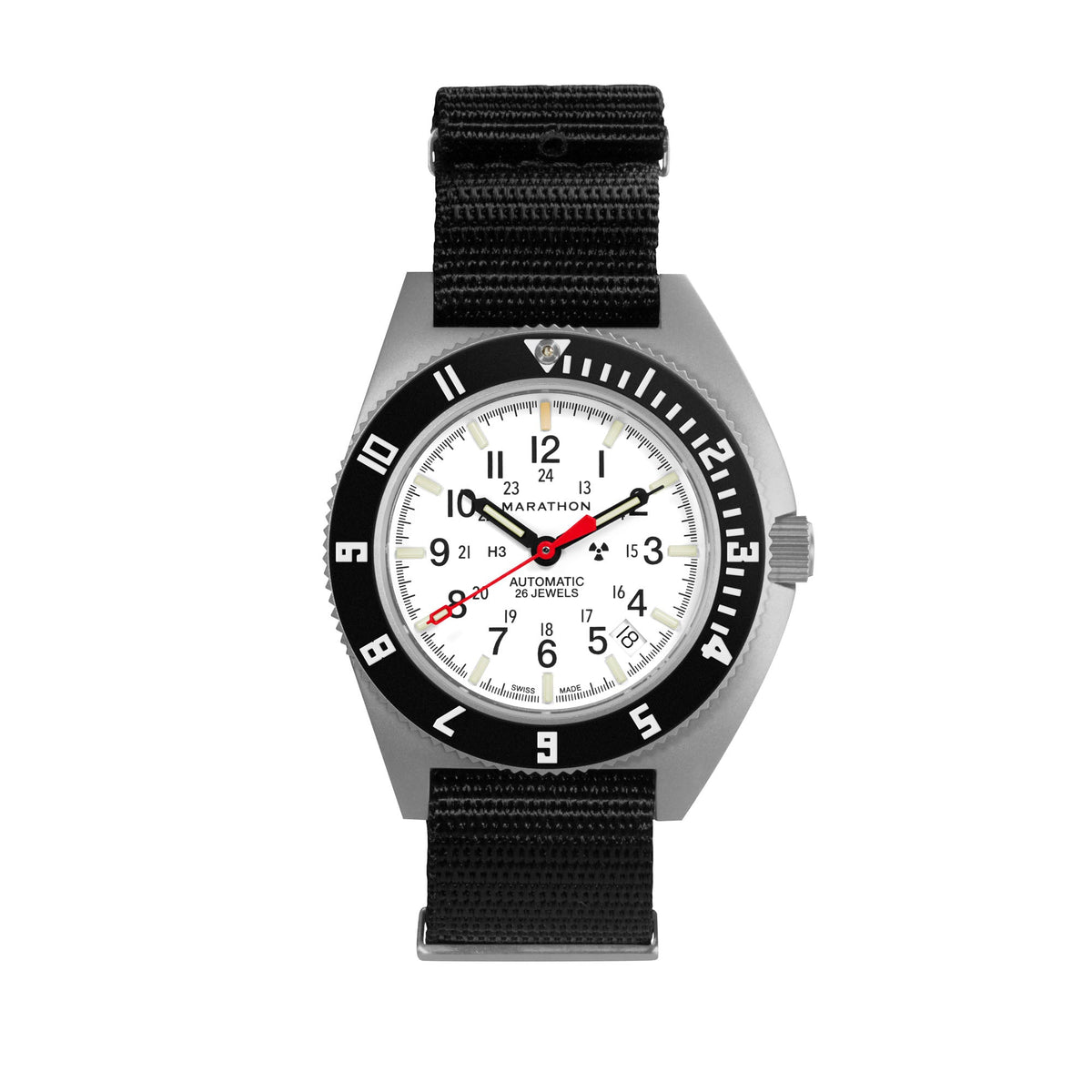 Marathon 41mm Arctic Steel Navigator w/ Date Automatic (Arctic SSNAV-D Auto) on Nylon DEFSTAN