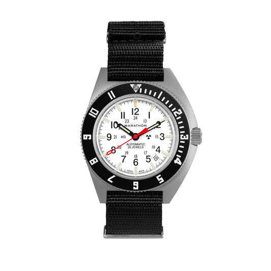 Marathon 41mm Arctic Steel Navigator w/ Date Automatic (Arctic SSNAV-D Auto) on Nylon DEFSTAN