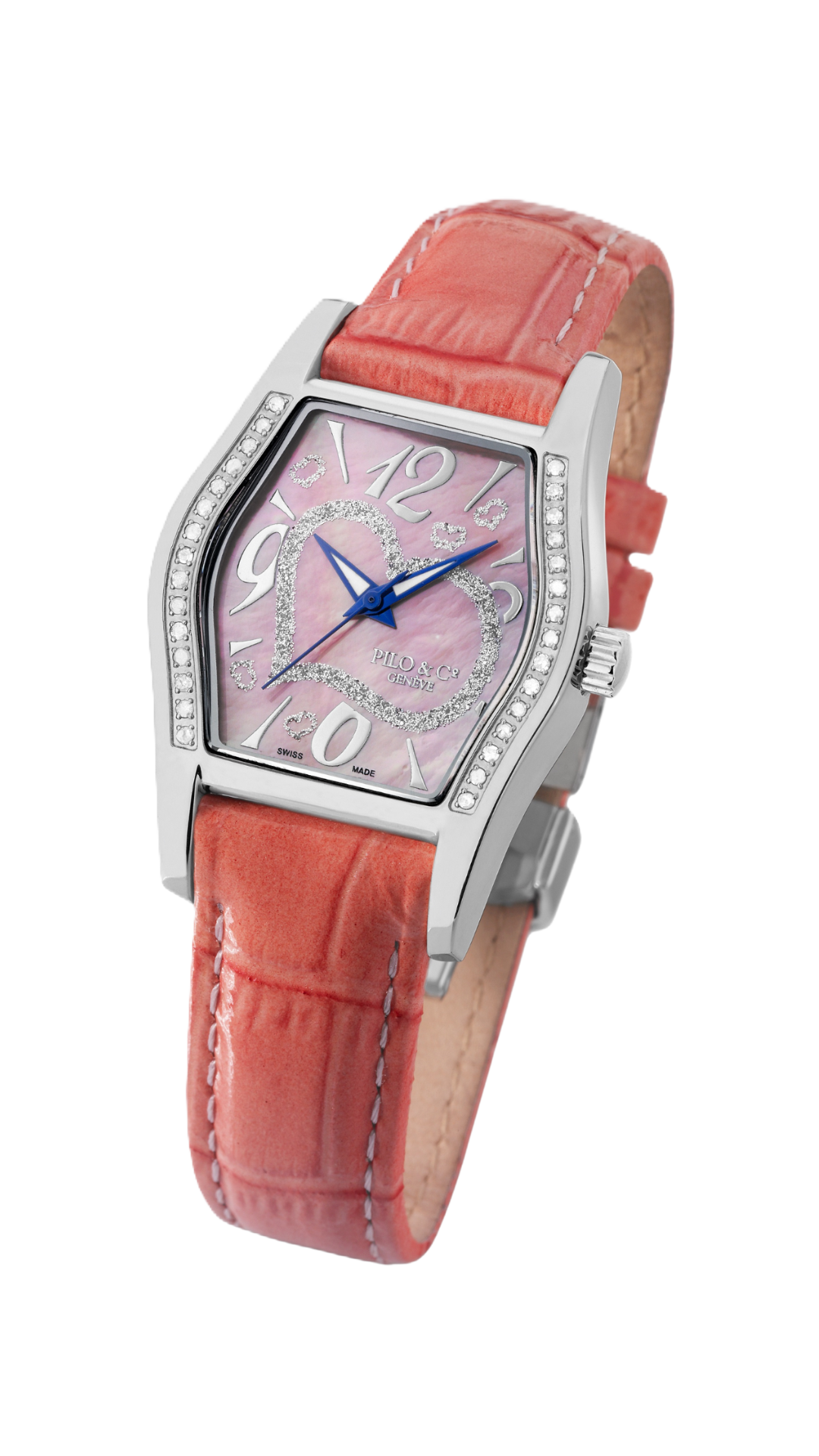 Allegra P0253DQS watch with pink mother-of-pearl dial and diamond accents