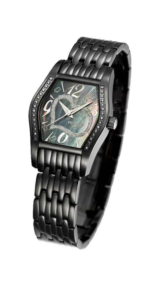 Allegra P0260DQB MB watch with black mother-of-pearl dial and rose gold PVD case