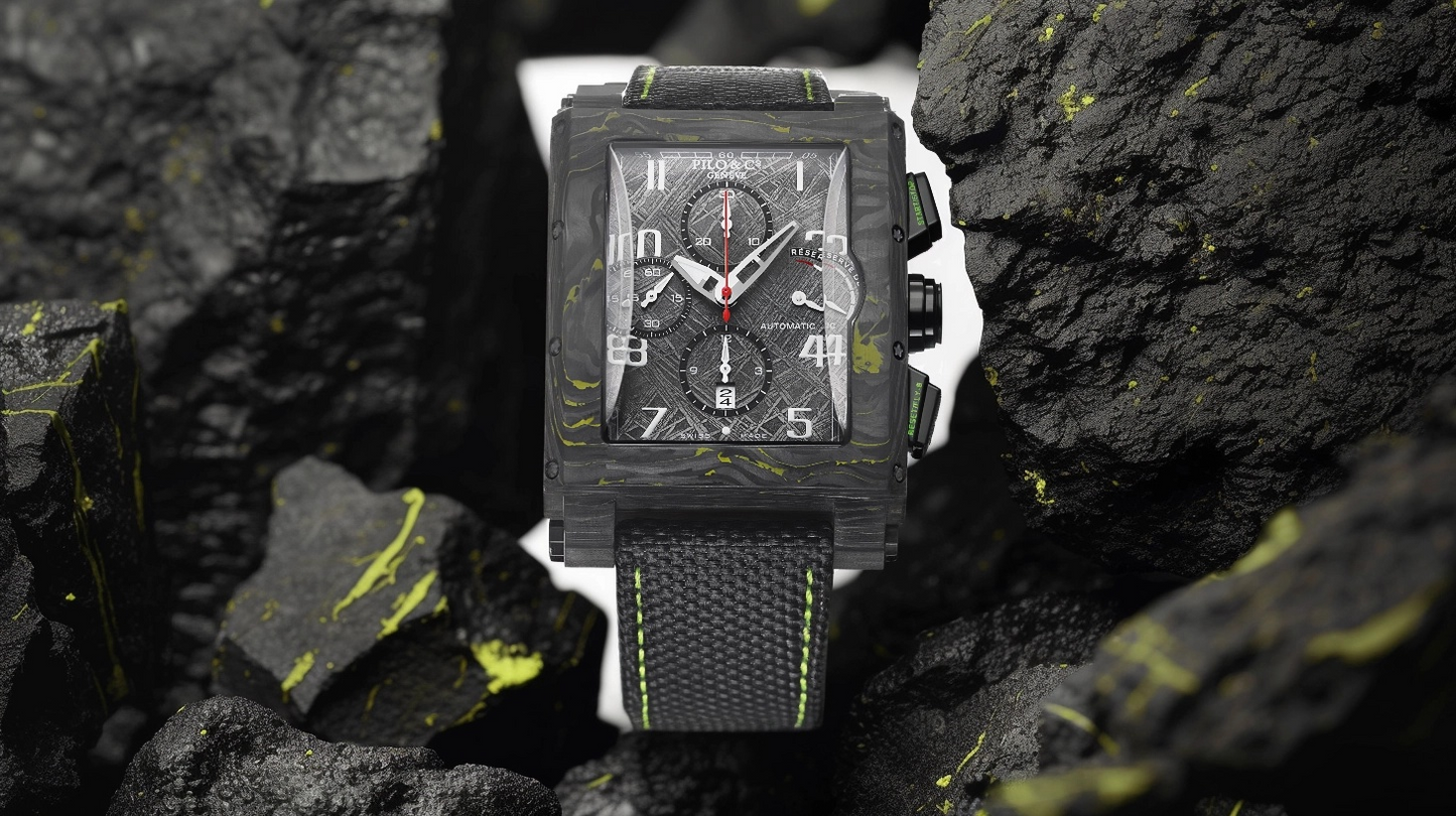 beveled glass carbon fiber meteorite watch