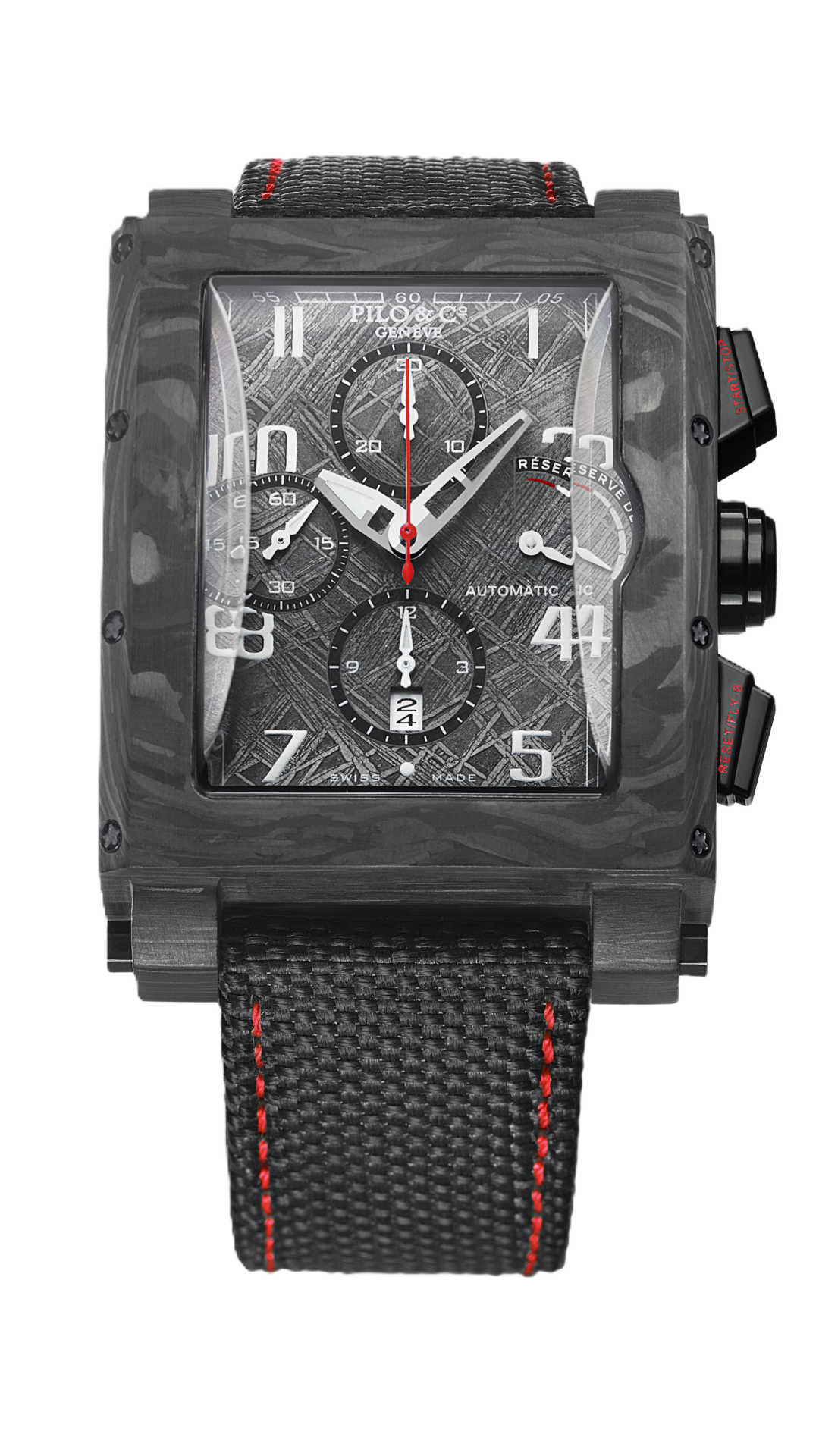 beveled glass carbon fiber meteorite watch