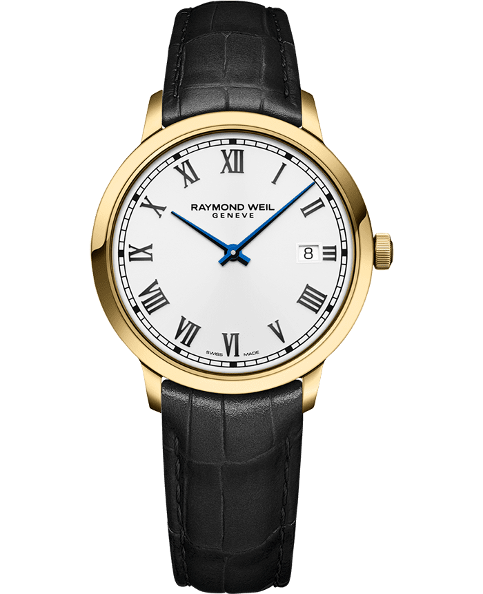 Raymond Weil Toccata Men's Classic Gold PVD Leather Quartz Watch, 39 mm (5485-PC-00360)